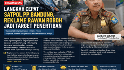 Langkah Cepat Satpol PP Bandung, Reklame Rawan Roboh Jadi Target Penertiban